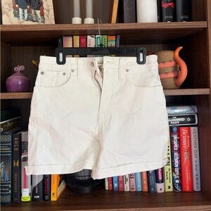 Madewell Curvy High Rise White Denim Shorts